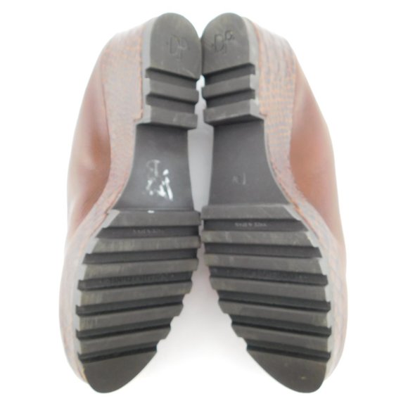 DONALD J PLINER Brown Leather Croc Wedge Slide Mules 8 - Picture 7 of 11